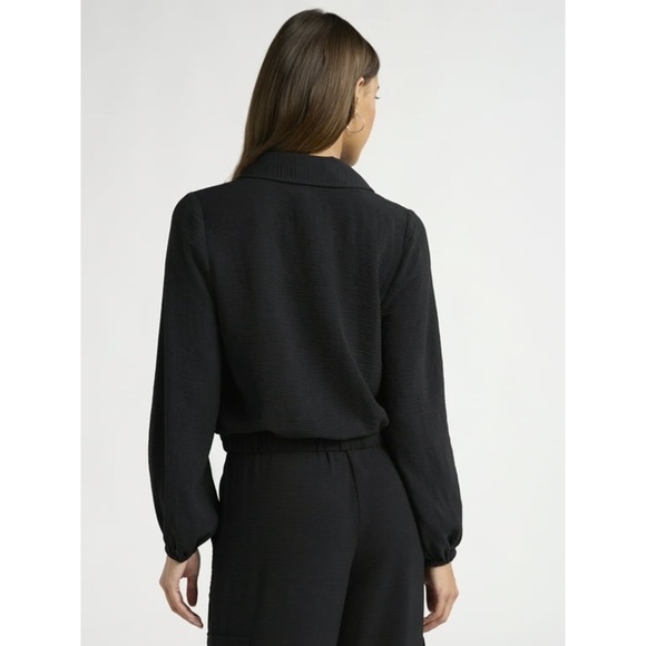 Sofia by Sofia Vergara Black Long Sleeve Notched Collar Blouse - Picture 2 of 10